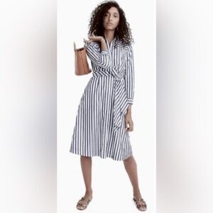 J Crew Black and White Striped Shirt Dress, Size 12
